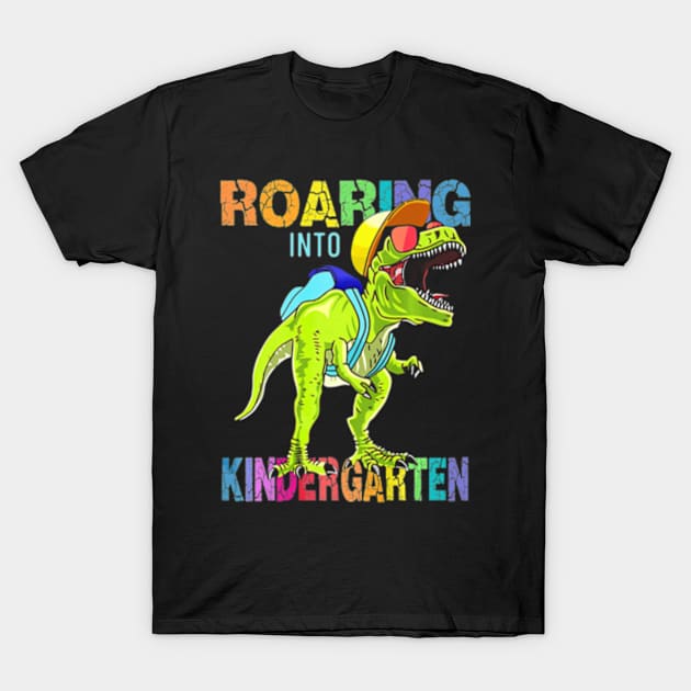 Family Roaring Into Kindergarten T-Rex Back To School Gift Premium T-Shirt by AstridLdenOs